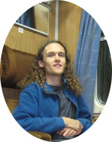 David on the night train from Skopje to Belgrade