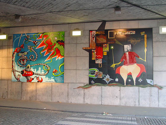 wall under rail bridge in Brussels